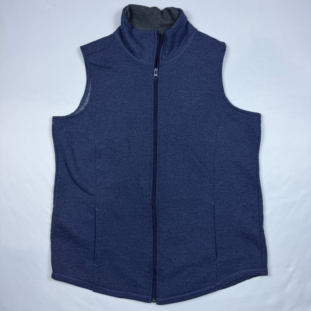 Just My Size Fleece Vest Womens 1X Blue Full Zip Mock Neck Pockets C156